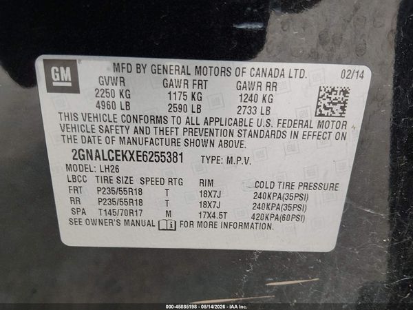 2014 CHEVROLET EQUINOX LT — I9