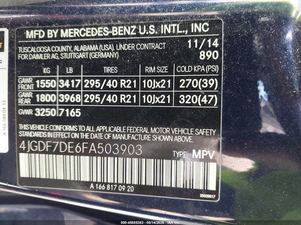 2015 MERCEDES-BENZ GL 550 4MATIC