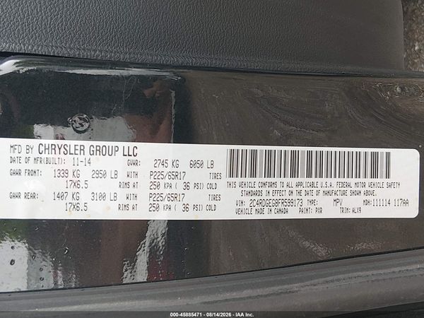 2015 DODGE GRAND CARAVAN R/T — I9