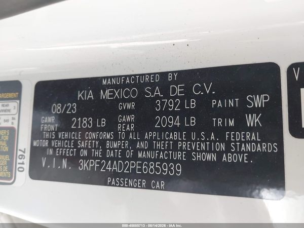 2023 KIA FORTE LXS