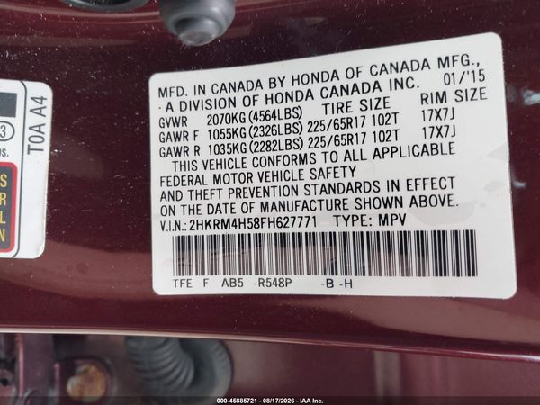 2015 HONDA CR-V EX