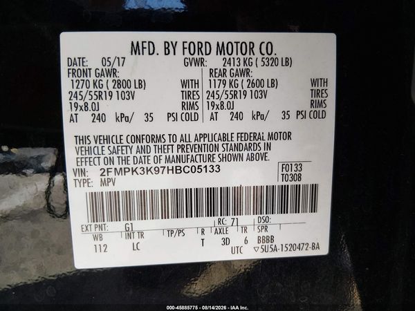 2017 FORD EDGE TITANIUM — I9