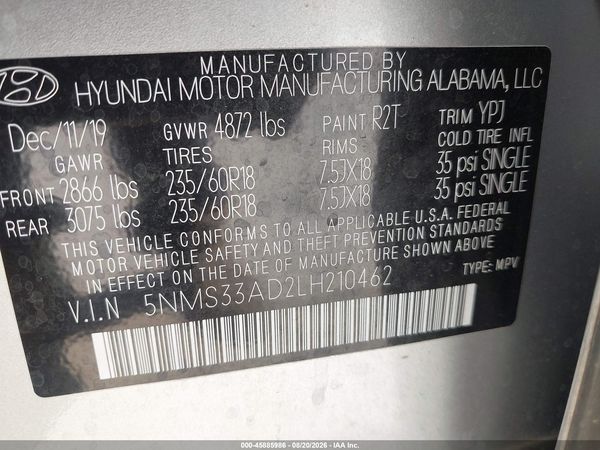 2020 HYUNDAI SANTA FE SEL