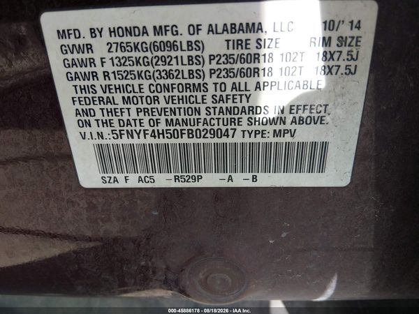 2015 HONDA PILOT EX-L