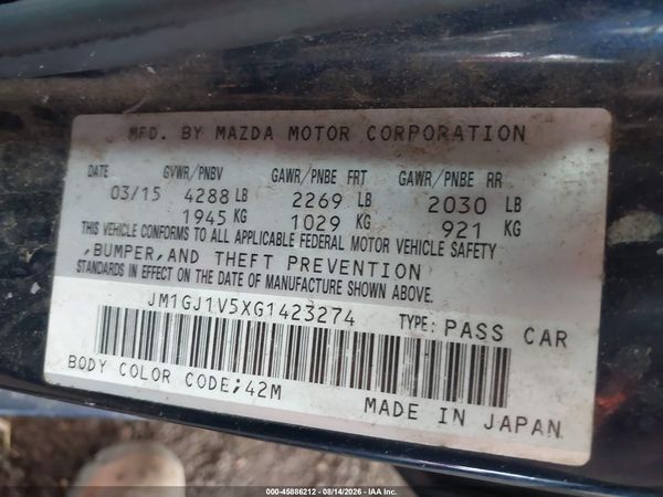 2016 MAZDA MAZDA6 Touring/GS