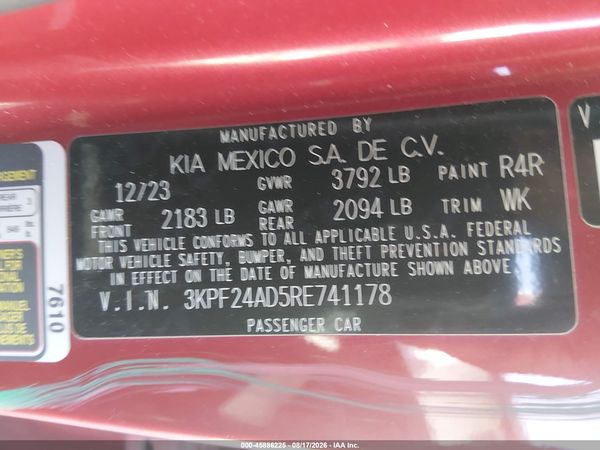 2024 KIA FORTE LXS