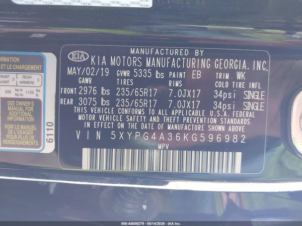 2019 KIA SORENTO 2.4L LX
