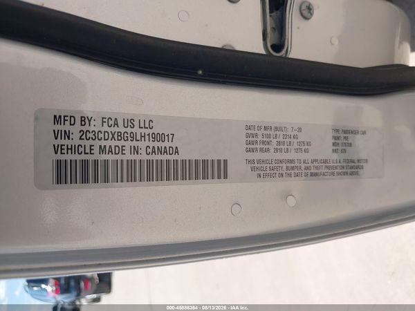 2020 DODGE CHARGER SXT RWD