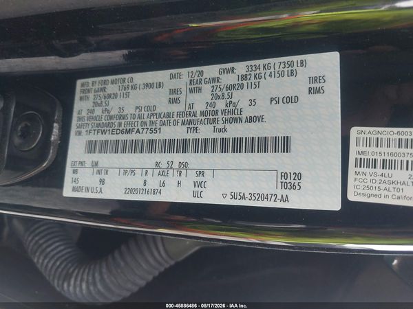 2021 FORD F-150 PLATINUM
