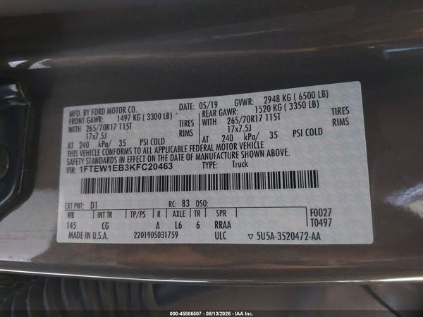 2019 FORD F-150 XL