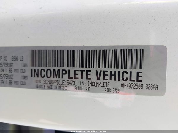 2018 RAM PROMASTER 2500