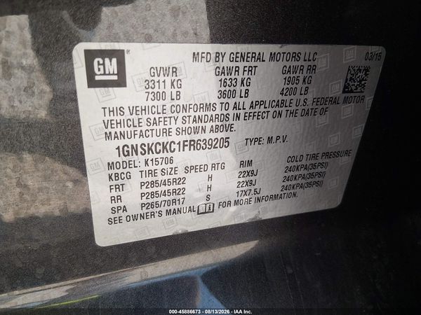 2015 CHEVROLET TAHOE LTZ — I9