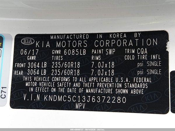 2018 KIA SEDONA SX