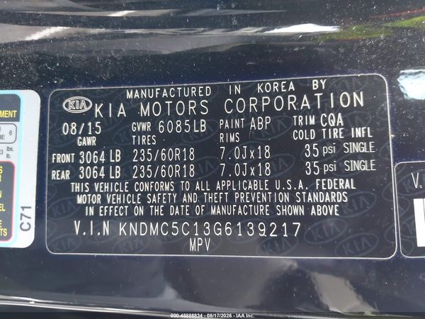 2016 KIA SEDONA EX