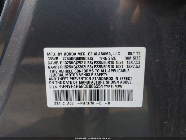 2012 HONDA PILOT EX-L