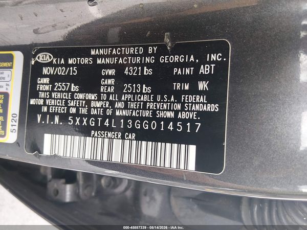 2016 KIA OPTIMA LX TURBO