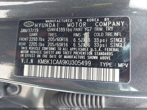 2019 HYUNDAI KONA SE
