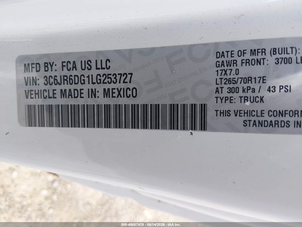 2020 RAM 1500 CLASSIC TRADESMAN  4X2 8' BOX