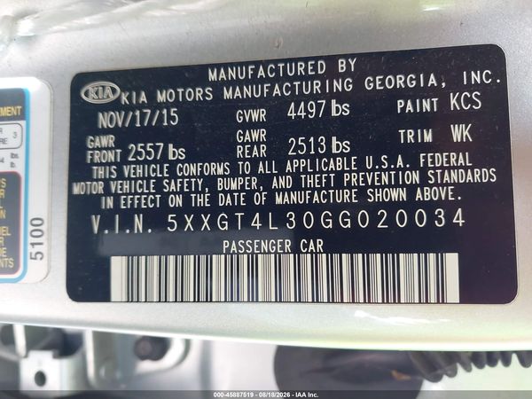 2016 KIA OPTIMA LX