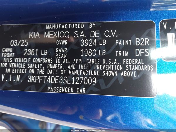 2025 KIA K4 LXS