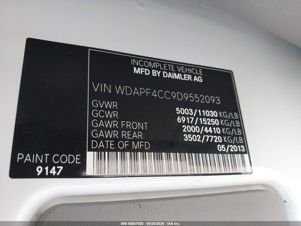 2013 MERCEDES-BENZ SPRINTER 3500 Standard Roof
