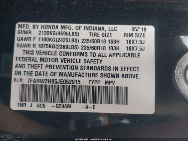 2018 HONDA CR-V TOURING