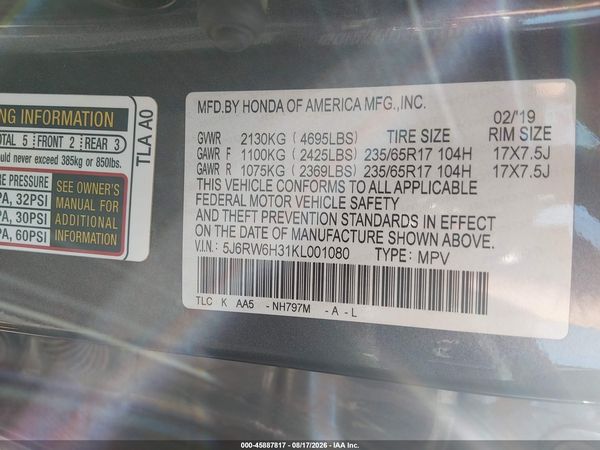 2019 HONDA CR-V LX