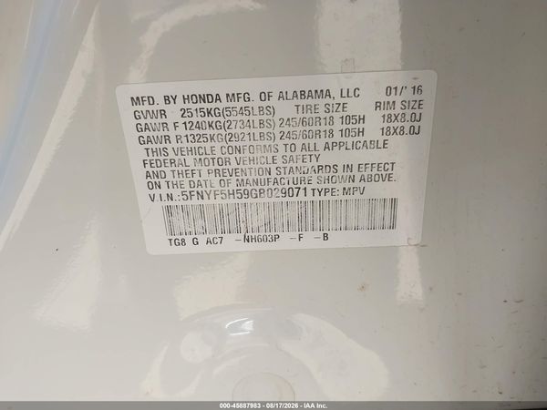 2016 HONDA PILOT EX-L