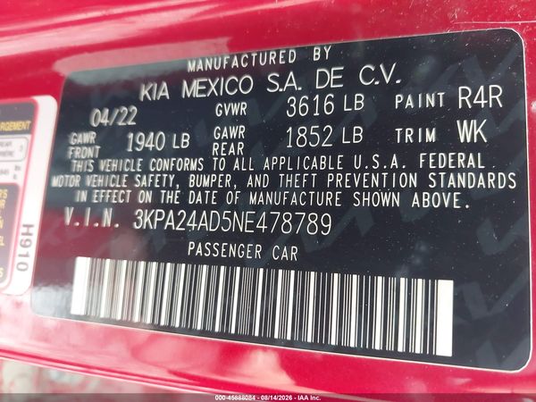 2022 KIA RIO S