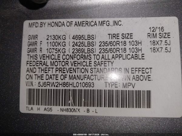 2017 HONDA CR-V EX-L/EX-L NAVI