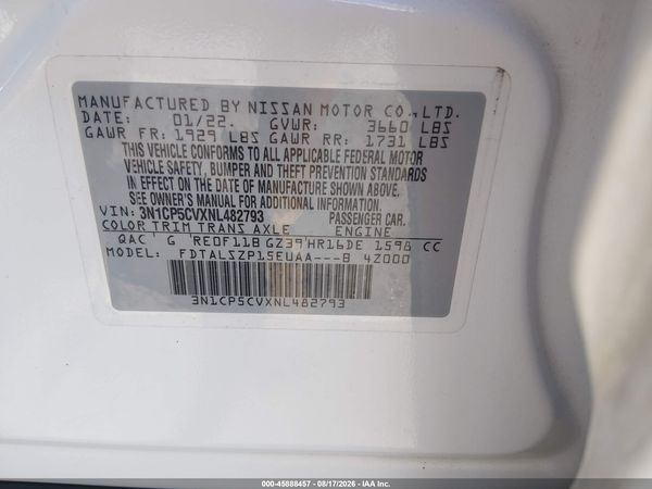 2022 NISSAN KICKS SV XTRONIC CVT