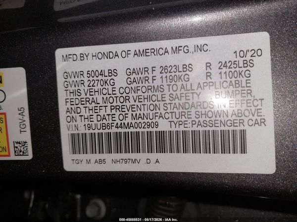 2021 ACURA TLX TECHNOLOGY PACKAGE