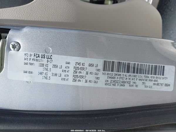 2017 DODGE GRAND CARAVAN SXT — I9