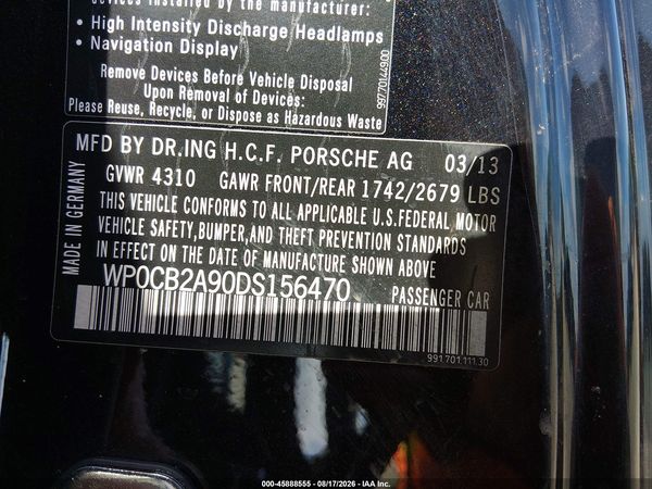 2013 PORSCHE 911 CARRERA 4S