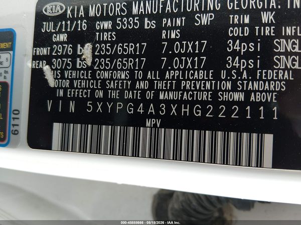 2017 KIA SORENTO 2.4L LX