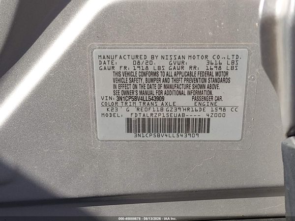 2020 NISSAN KICKS S XTRONIC CVT — I9