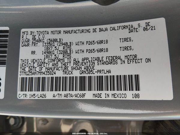 2021 TOYOTA TACOMA LIMITED