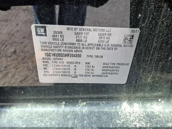 2017 CHEVROLET SILVERADO 2500HD WORK TRUCK — I9