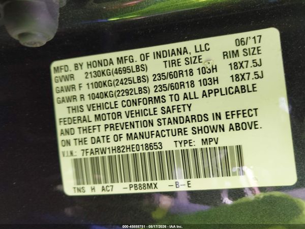 2017 HONDA CR-V EX-L/EX-L NAVI