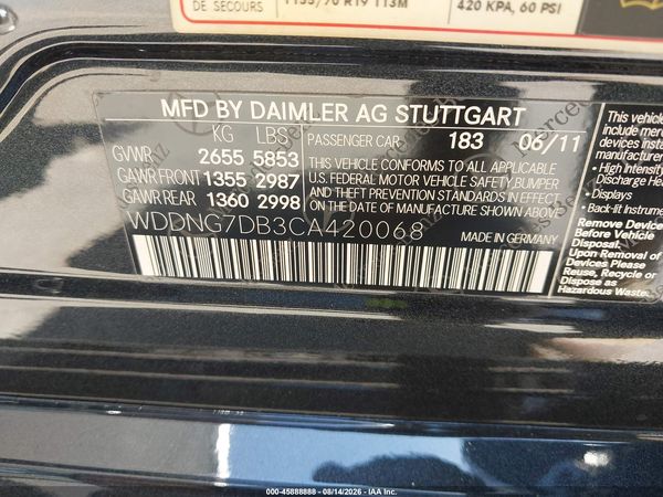 2012 MERCEDES-BENZ S 550 S550