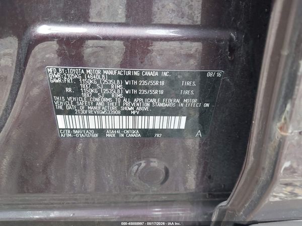 2016 TOYOTA RAV4 LIMITED