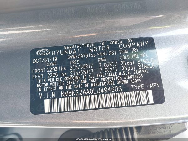 2020 HYUNDAI KONA SEL