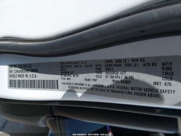 2021 JEEP GRAND CHEROKEE L LIMITED 4X4