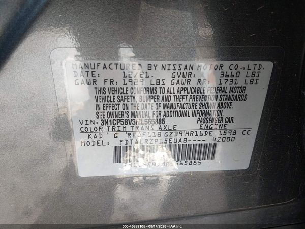 2021 NISSAN KICKS S XTRONIC CVT — I9
