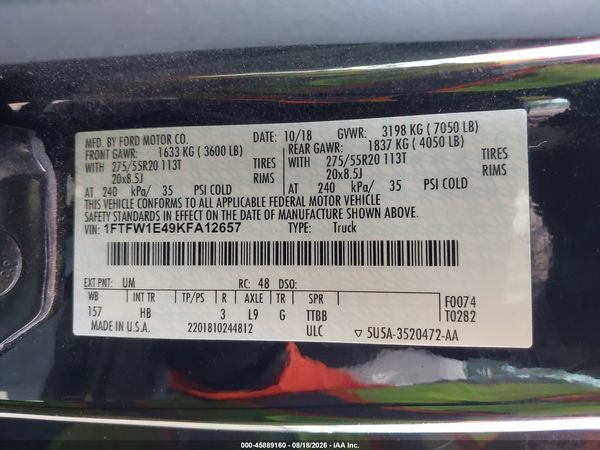 2019 FORD F-150 LARIAT