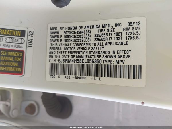 2012 HONDA CR-V EX