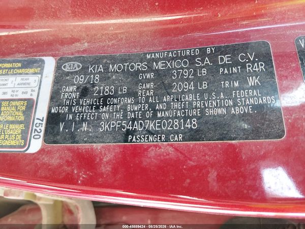2019 KIA FORTE EX