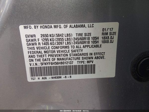 2017 HONDA PILOT EX-L
