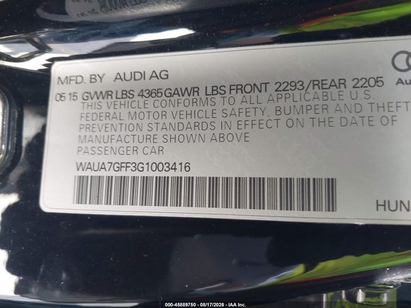 2016 AUDI A3 1.8T PREMIUM