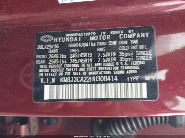 2017 HYUNDAI TUCSON LIMITED